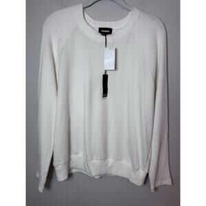 MONROW Ivory Ribbed Crewneck Sweater Pull Over Women's Sz Large NWT
